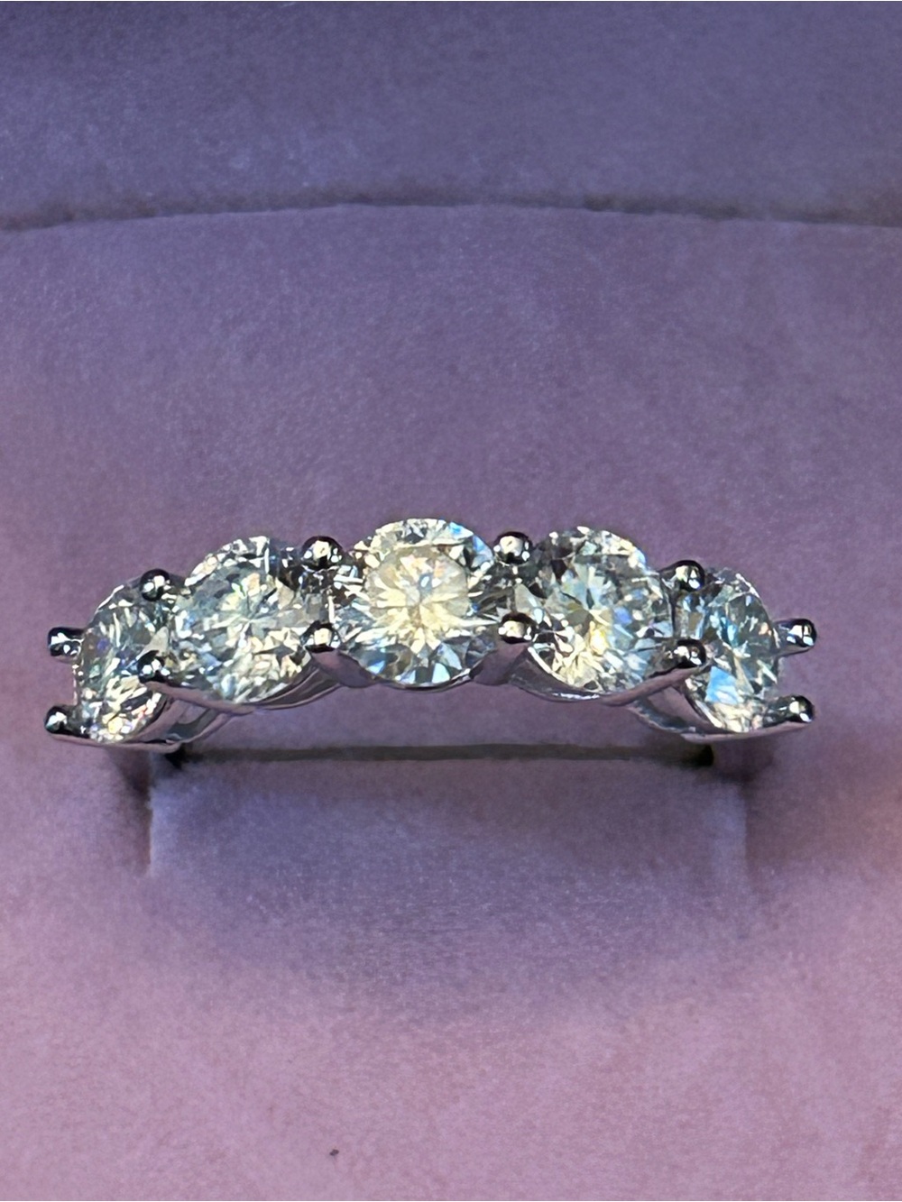 3.00CTW Moissanite Brilliant Round 5-Stone 💍 Band Ring 925 Sterling Silver Sz 8
